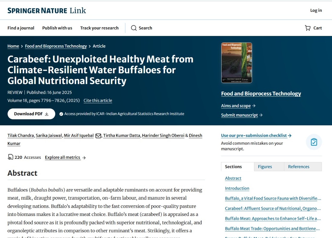Carabeef: Unexploited Healthy Meat from Climate-Resilient Water Buffaloes for Global Nutritional Security